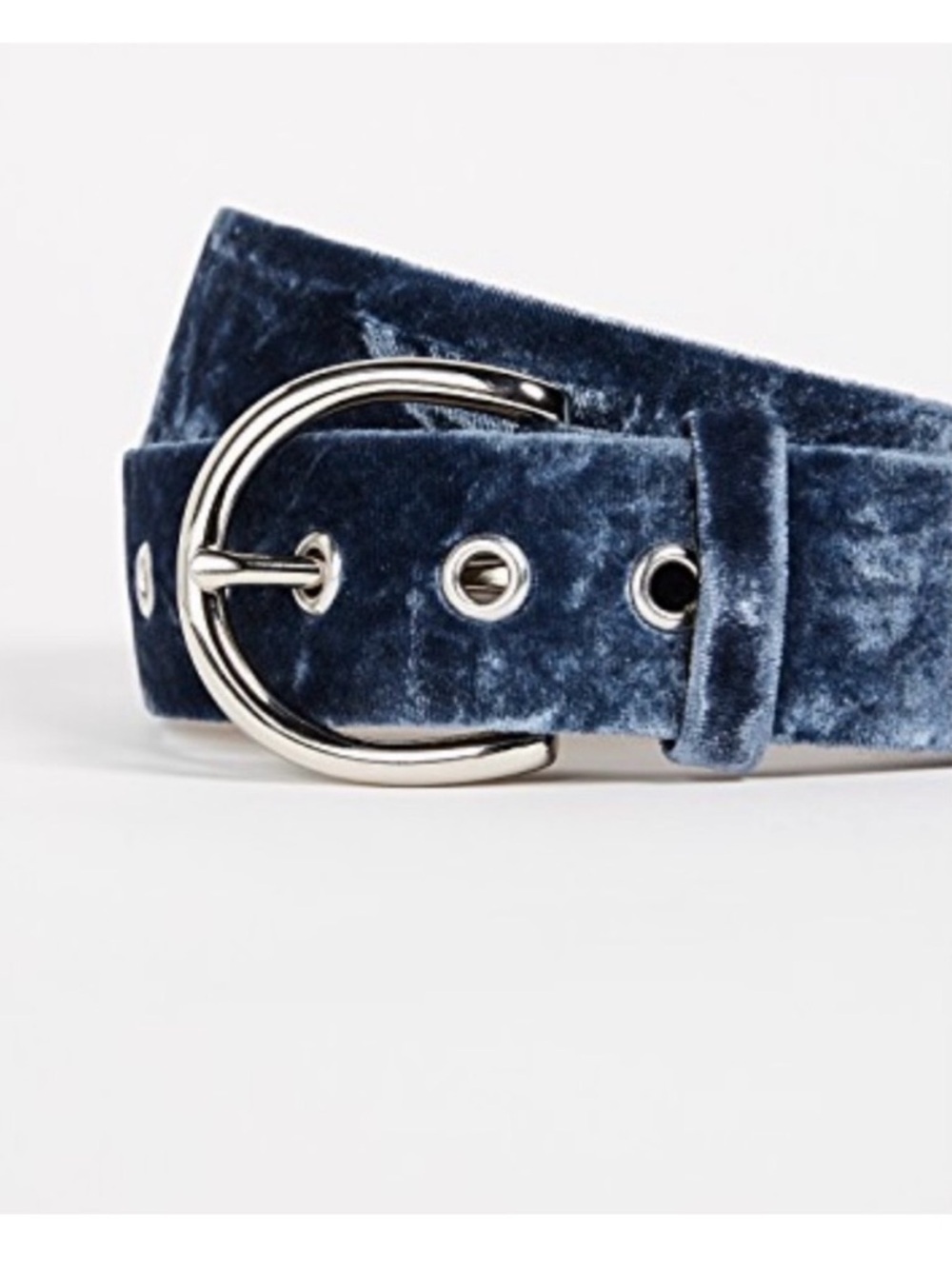 Rebecca Minkoff Velvet Belt Blue Wide Leather Silver Buckle Statement L